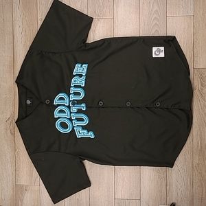 ODD FUTURE Black Embroidered Mens Sz L‎ Baseball Jersey Shirt Tyler the Creator